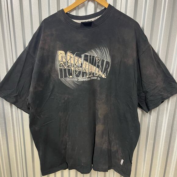 VTG Y2K RocaWear Black Faded and Distressed Graphic Skate Hip Hop T Shirt SZ 2XL - Picture 1 of 4